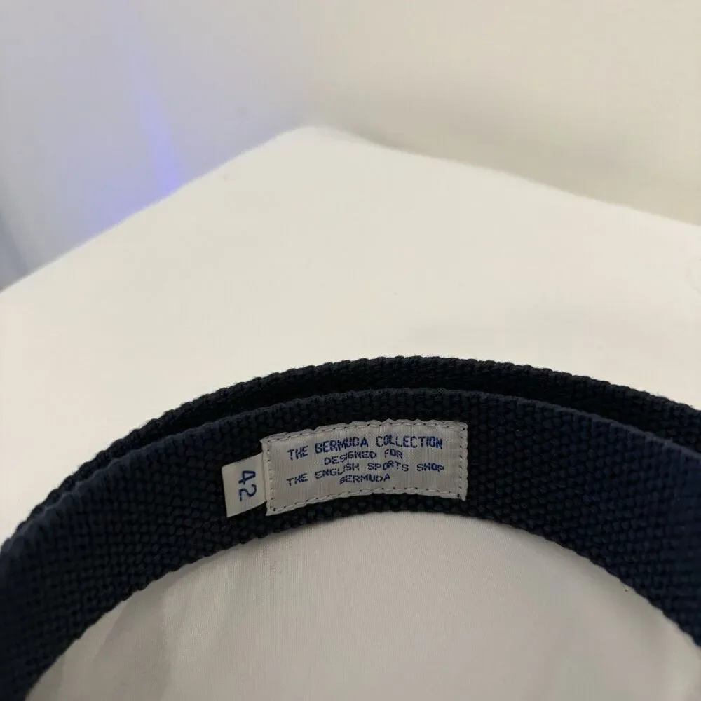 English Sports Shop Bermuda Mens Blue Canvas Crown Nautical Leather Belt Size 42